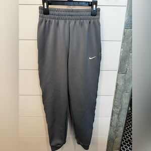 Nike Kids Charcoal Gray Jogger Sweatpants with White Swoosh
